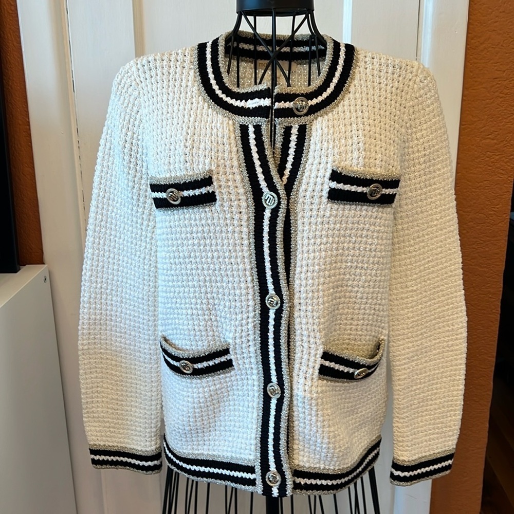 Maje Maquette Waffle-Knit Cardigan-Size 2